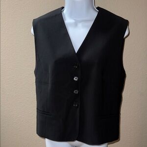 COS Black Button-Up Sleeveless Wool Blend Minimalist Tailored Vest Women’s Sz 10